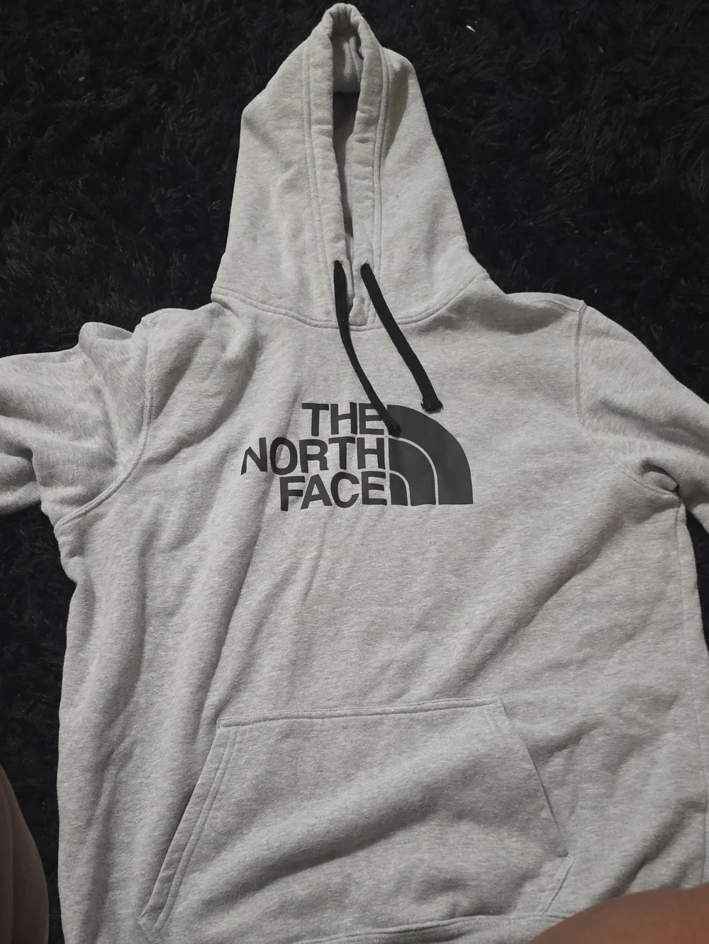 The North Face Men's Light Gray Hoodie with Black Logo